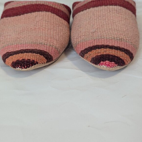 Verve Culture Kilim Mules Slipper Moroccan Berber Boho Leather Pointed Sole Toe - Picture 2 of 6